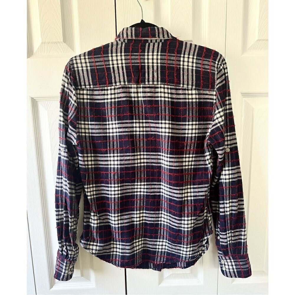 Jachs Girlfriend Lena Plaid Flannel Distressed Button Down Shirt - Picture 7 of 8